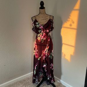 Express brand eggplant floral maxi dress